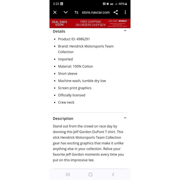 Jeff Gordon Retro / Vintage Style T-shirt Navy Blue SIZE: L - EUC - Picture 2 of 9